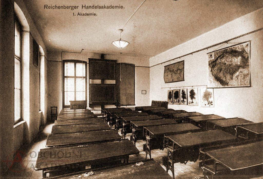 Historický snímek učebny - Reichenberger Handelsakademie